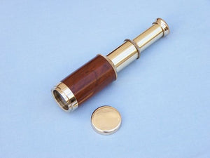 Deluxe Class Solid Brass - Wood Scout's Spyglass Telescope 7" w/ Rosewood Box