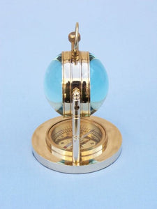 Solid Brass Clock with Compass 5""