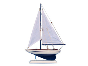 Wooden Blue Pacific Sailer Model Sailboat Decoration 17""