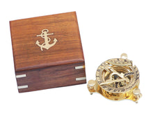 Load image into Gallery viewer, Solid Brass Captain&#39;s Triangle Sundial Compass w/ Rosewood Box 3&quot;