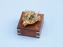 Load image into Gallery viewer, Solid Brass Captain&#39;s Triangle Sundial Compass w/ Rosewood Box 3&quot;