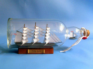 Cutty Sark Model Ship in a Glass Bottle 11"