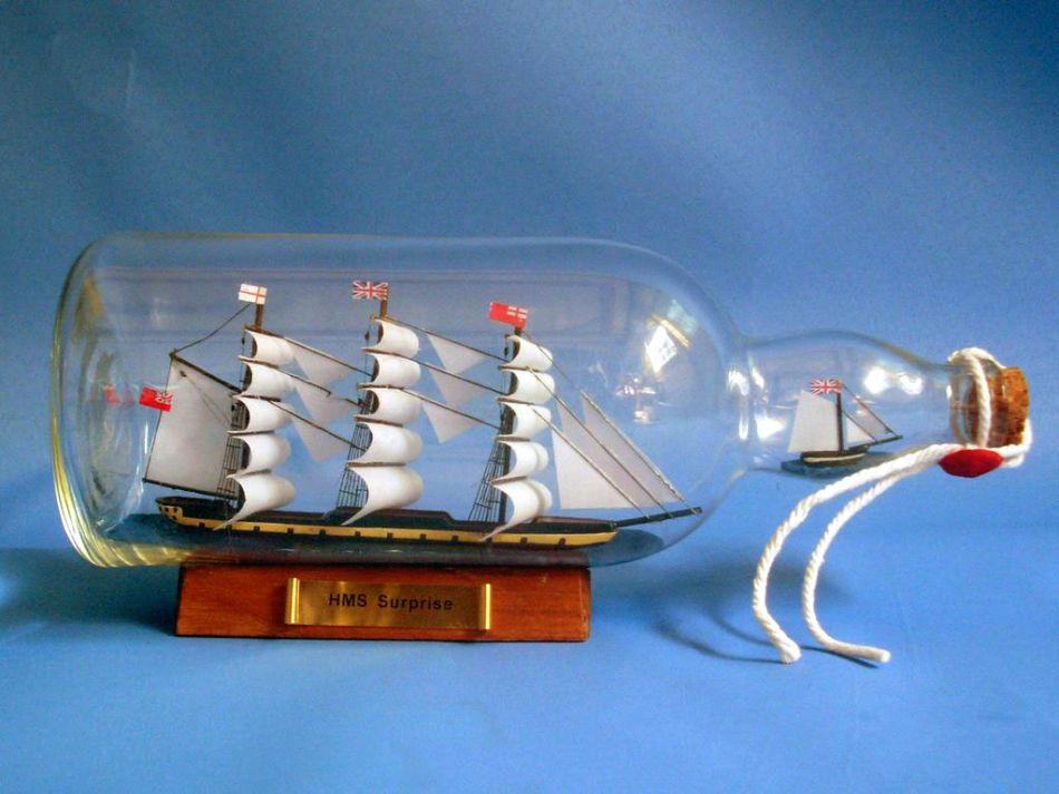 Master And Commander HMS Surprise Model Ship in a Glass Bottle 11""