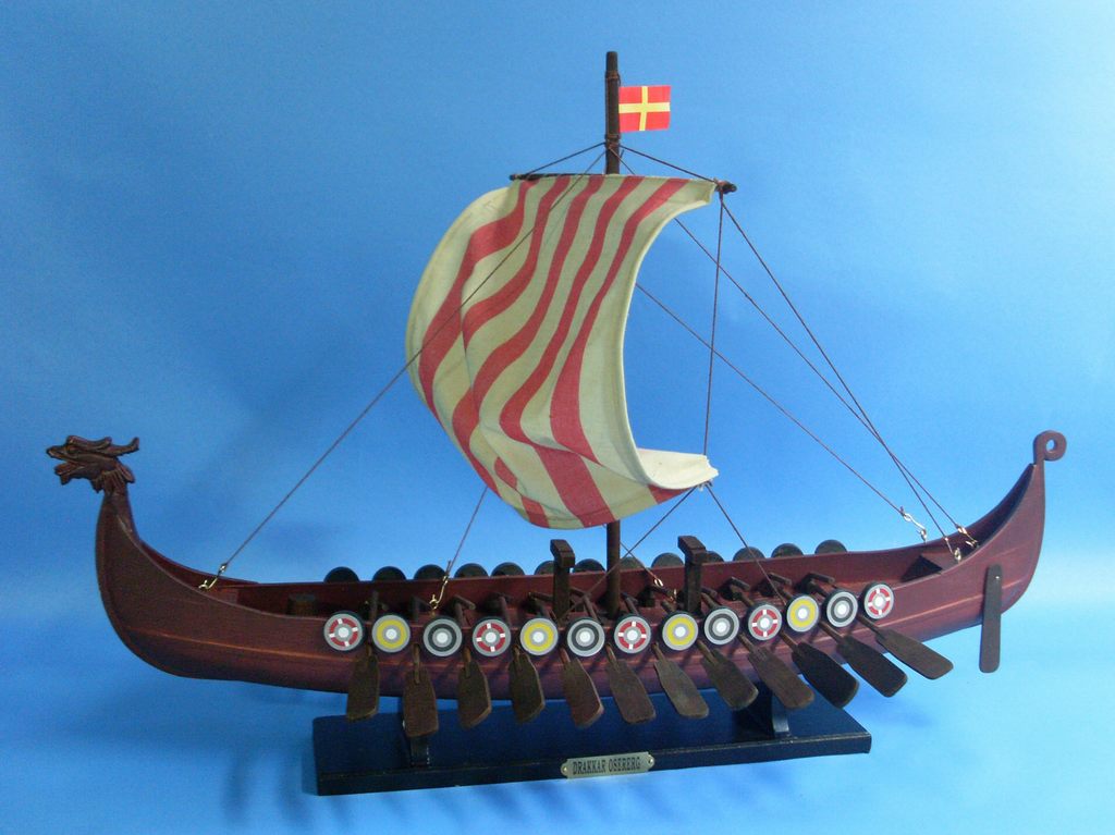 Wooden Viking Drakkar Model Boat 24"