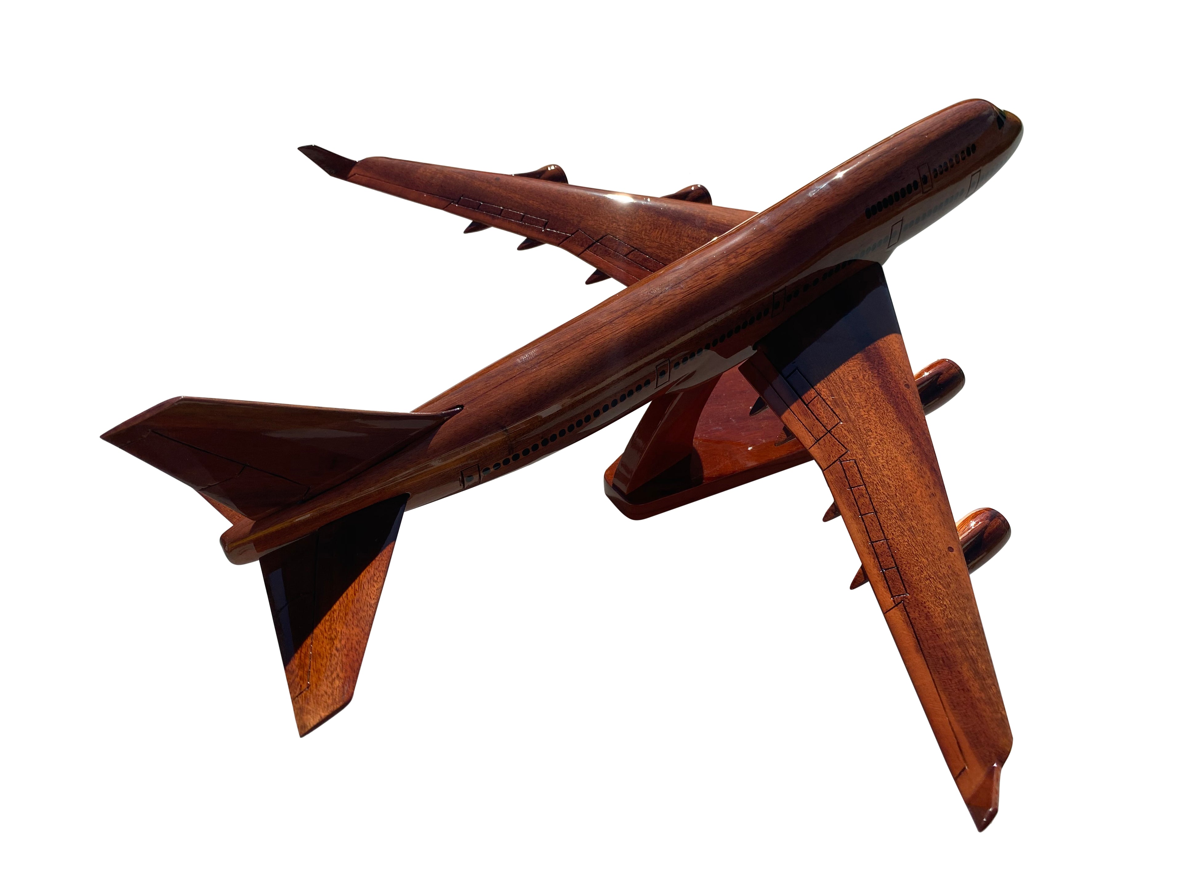 Boeing 747 Mahogany Wood Desktop Airplane Model