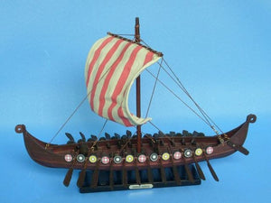 Wooden Viking Drakkar Model Boat 14"