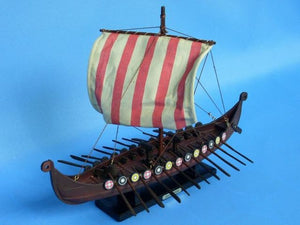 Wooden Viking Drakkar Model Boat 14"