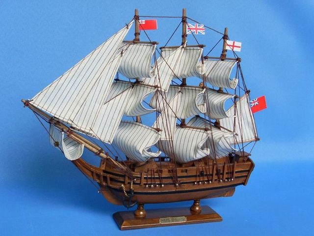Wooden HMS Bounty Tall Model Ship 15"