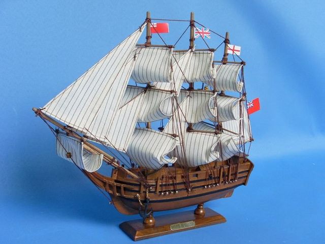 Wooden HMS Bounty Tall Model Ship 15"