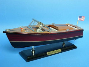 Wooden Chris Craft Triple Cockpit Model Speedboat 14''