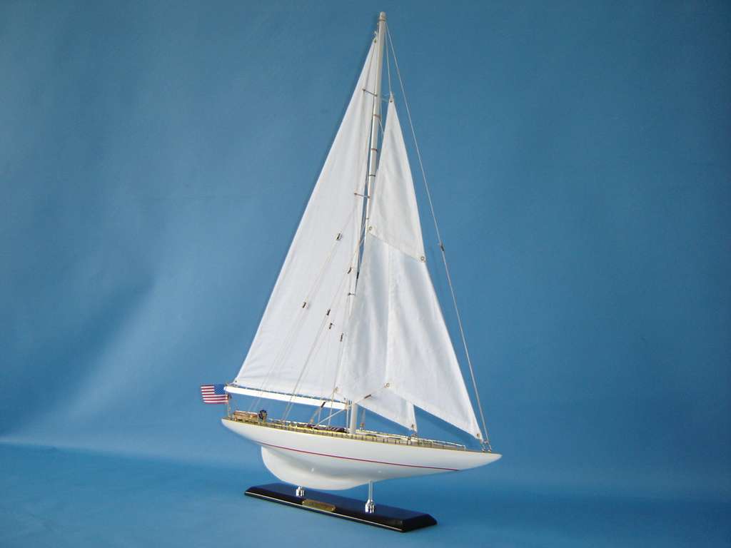 Wooden Intrepid Limited Model Sailboat Decoration 27"