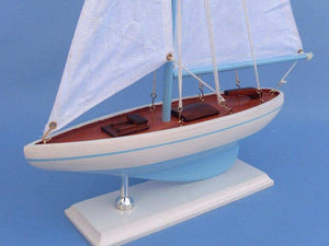 Wooden Light Blue Pacific Sailer Model Sailboat Decoration 17""