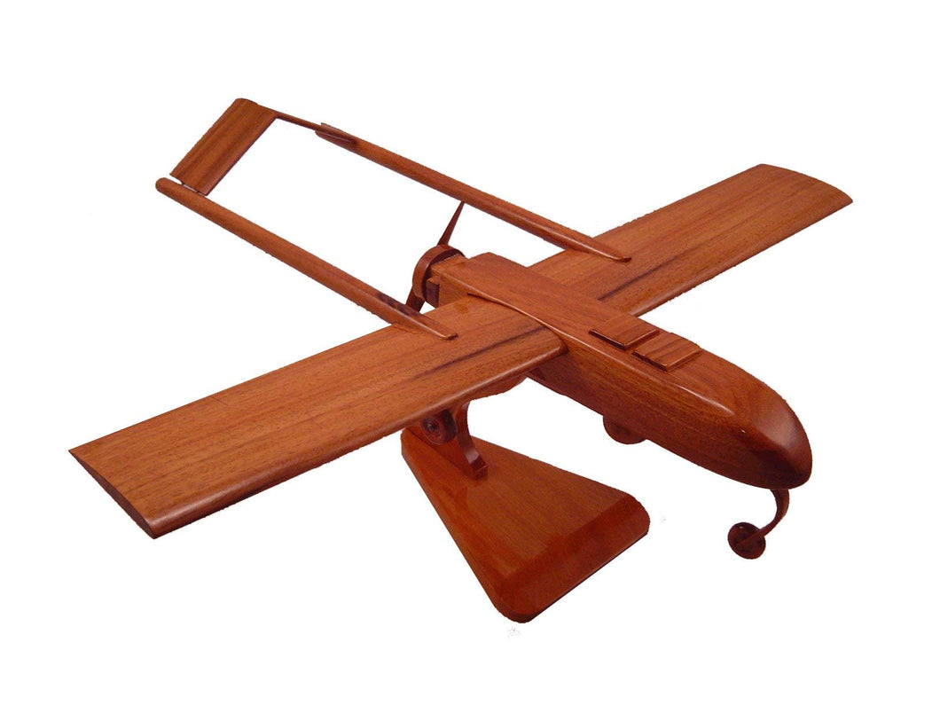 AAI RQ7 Shadow Mahogany Wood Desktop Airplane Model