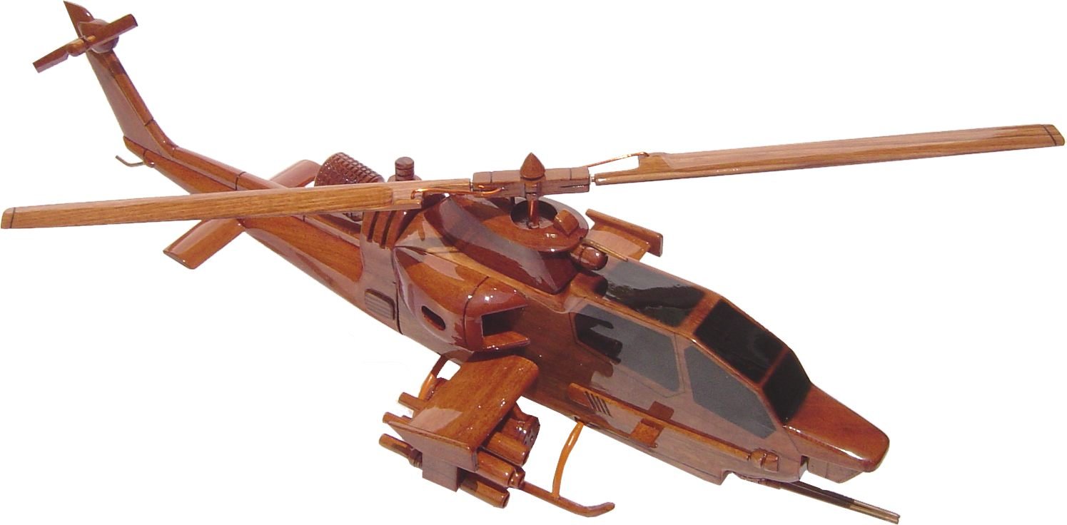 AH1 Cobra Mahogany Wood Desktop Helicopter Model