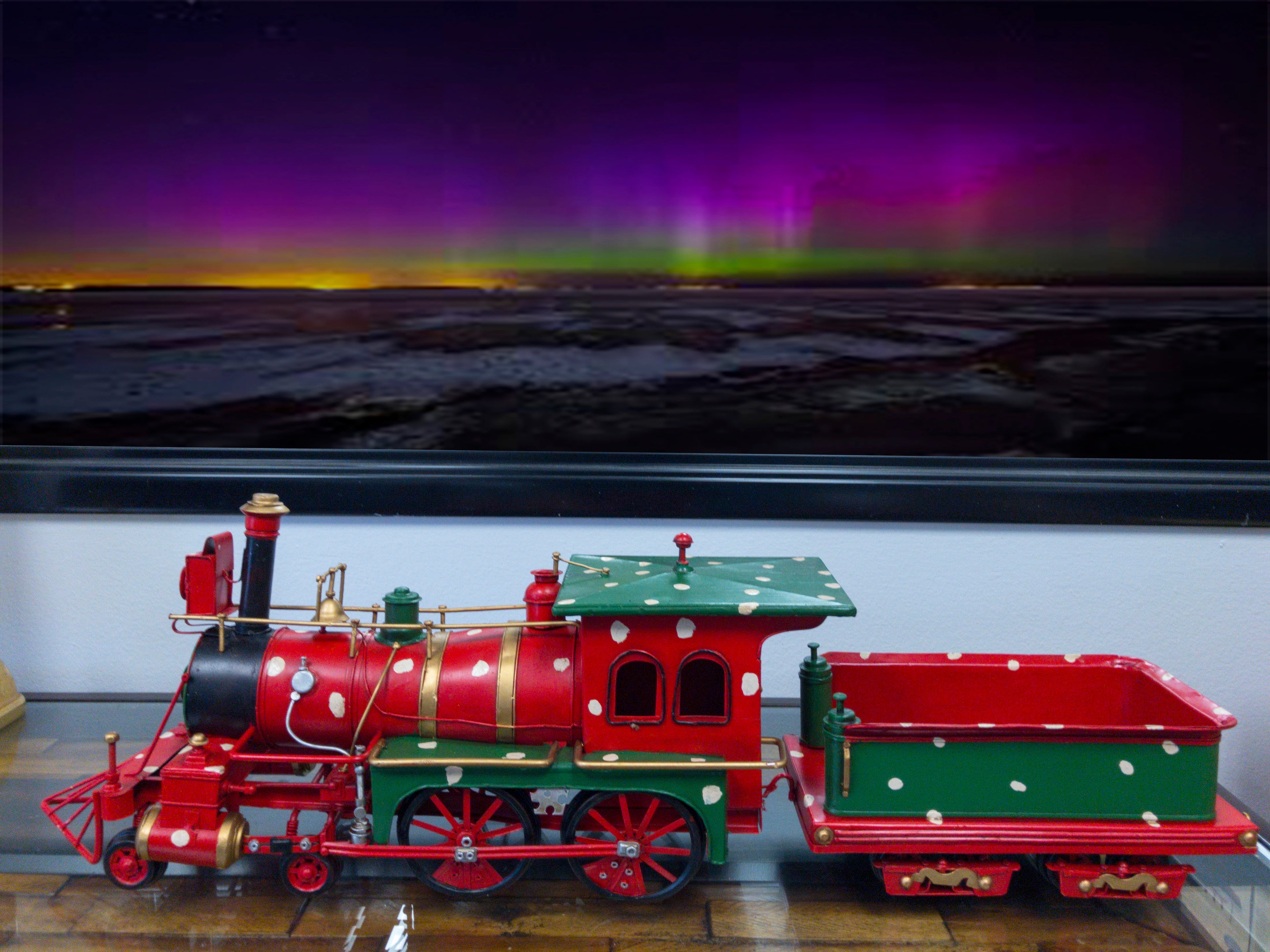 Christmas Train Model Handmade Tin Metal Handmade