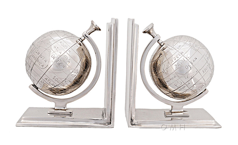 Alum Globe Bookend Set Of Two