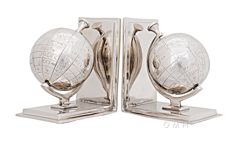 Alum Globe Bookend Set Of Two