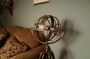 Brass Armillary With Wood Stand