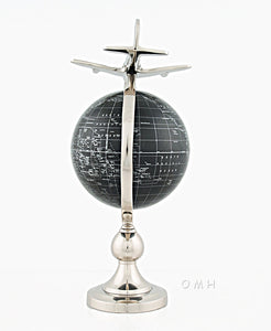 Airplane On Globe W Brass Stand