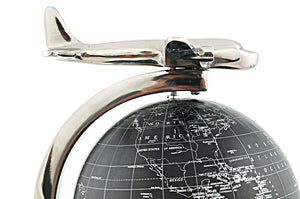 Airplane On Globe W Brass Stand