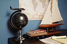 Load image into Gallery viewer, Airplane On Globe W Brass Stand