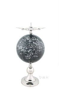 Airplane On Globe W Brass Stand