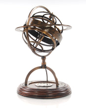 Load image into Gallery viewer, Brass Armillary With Compass On Wood Base