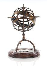 Load image into Gallery viewer, Brass Armillary With Compass On Wood Base