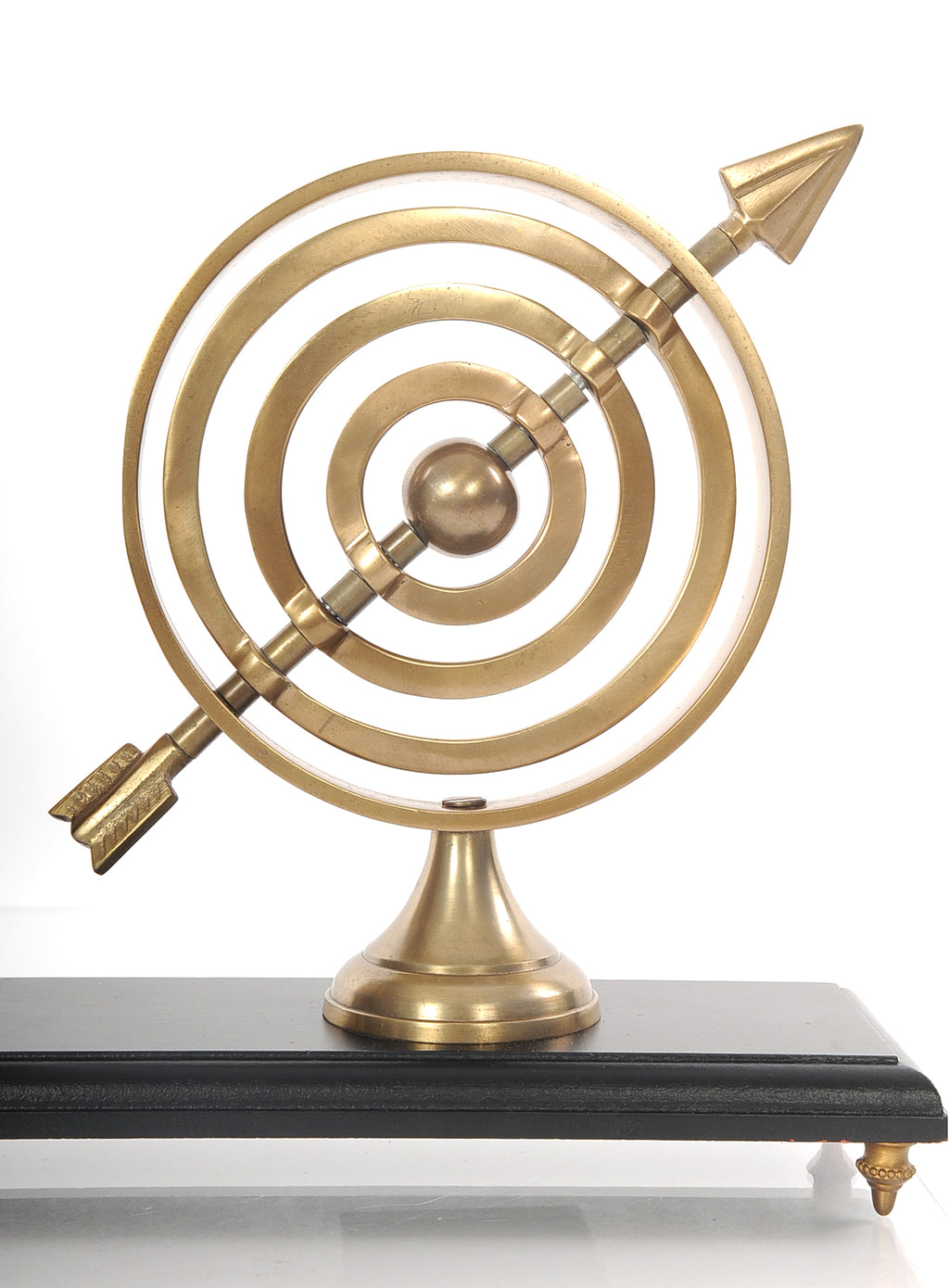 Armillery/Clock & Globe On Wood Base