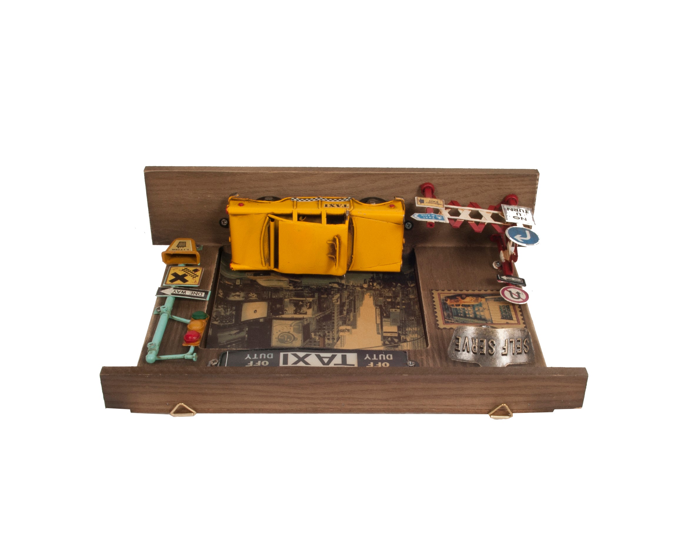 Vintage New York City Checker Taxi Shadow Box