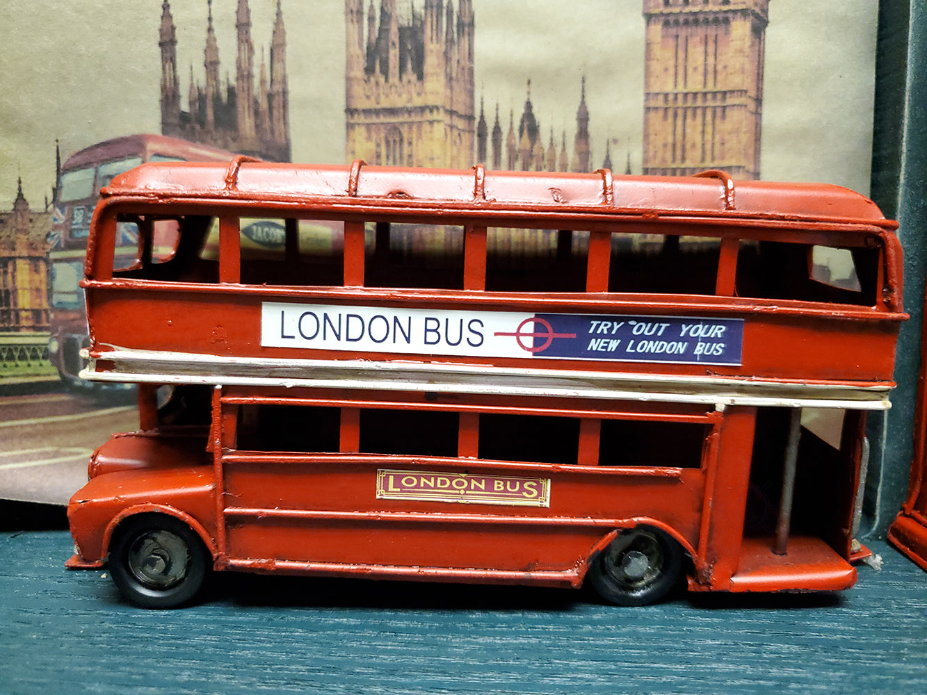 Vintage Double Decker London Bus Shadow Box