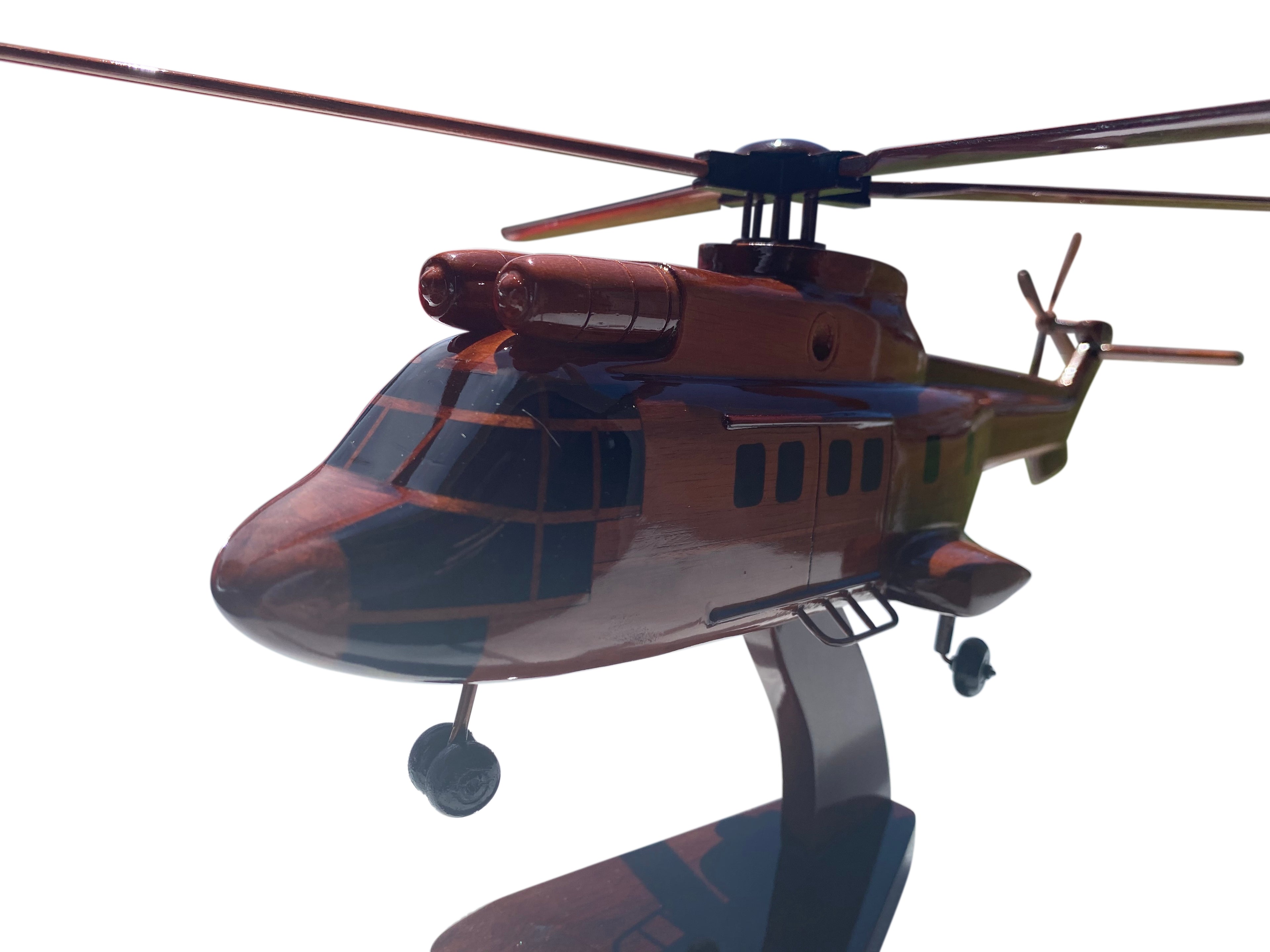 AS-332 Super Puma Mahogany Wood Desktop Helicopter Model