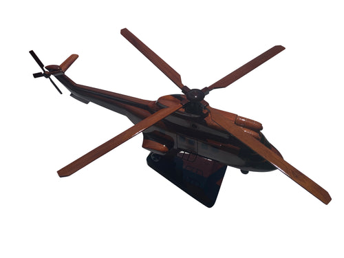 AS-332 Super Puma Mahogany Wood Desktop Helicopter Model