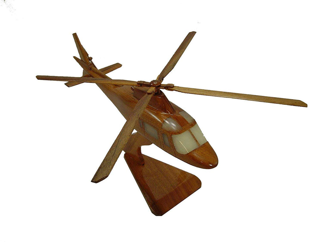 AW109 Mahogany Wood Desktop Helicopter Model