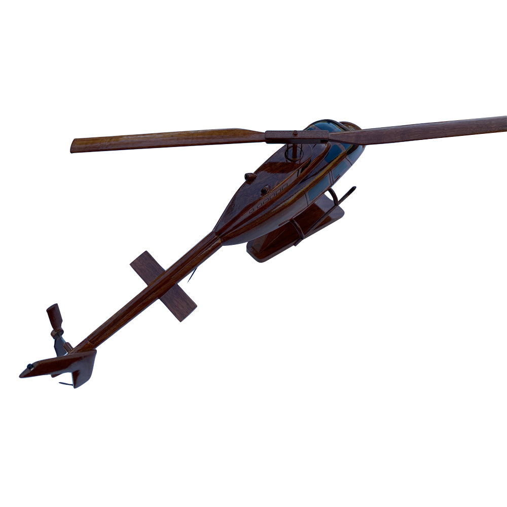Bell 206 Mahogany Wood Desktop Helicopter Model