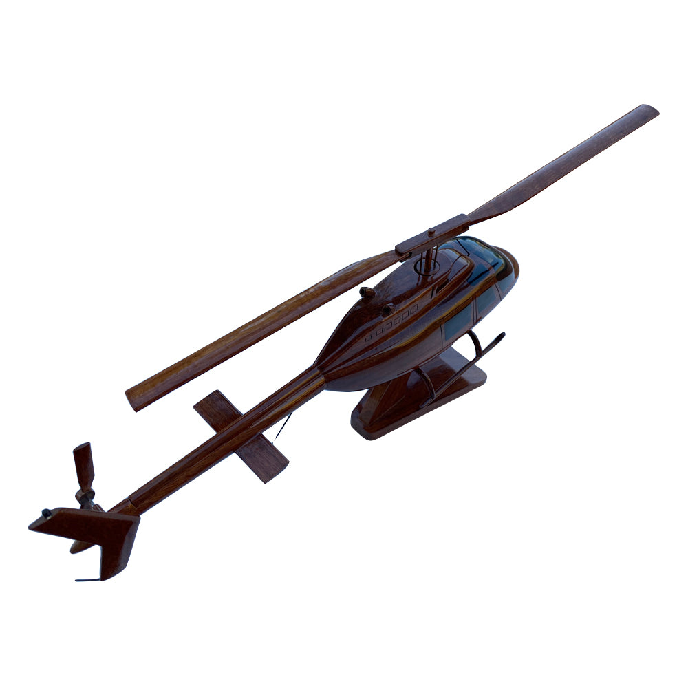 Bell 206 Mahogany Wood Desktop Helicopter Model