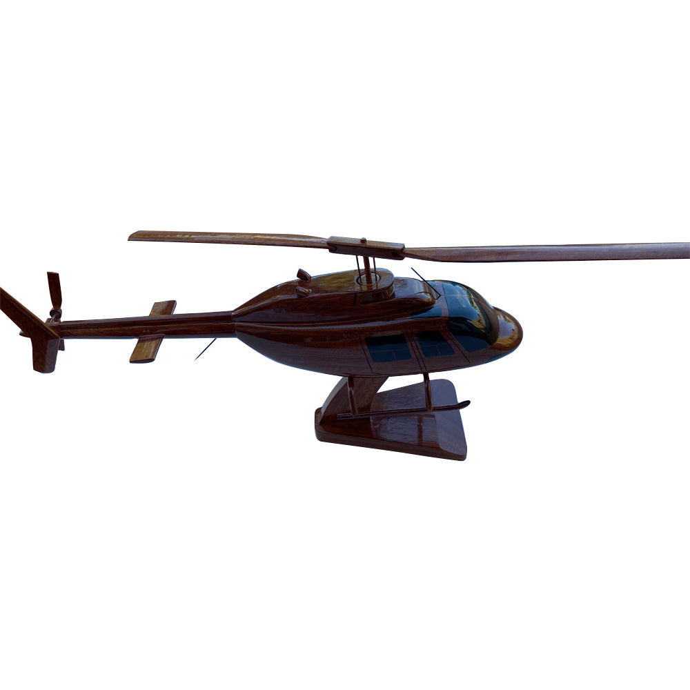 Bell 206 Mahogany Wood Desktop Helicopter Model