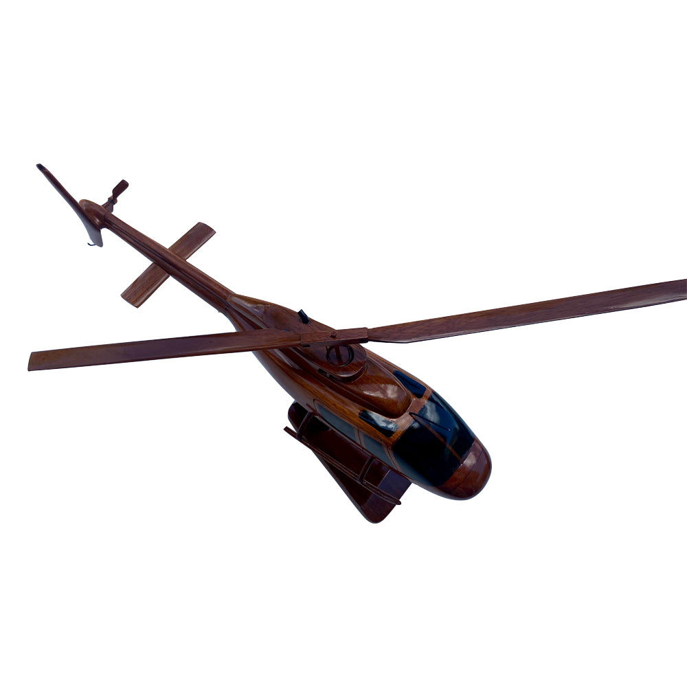 Bell 206 Mahogany Wood Desktop Helicopter Model