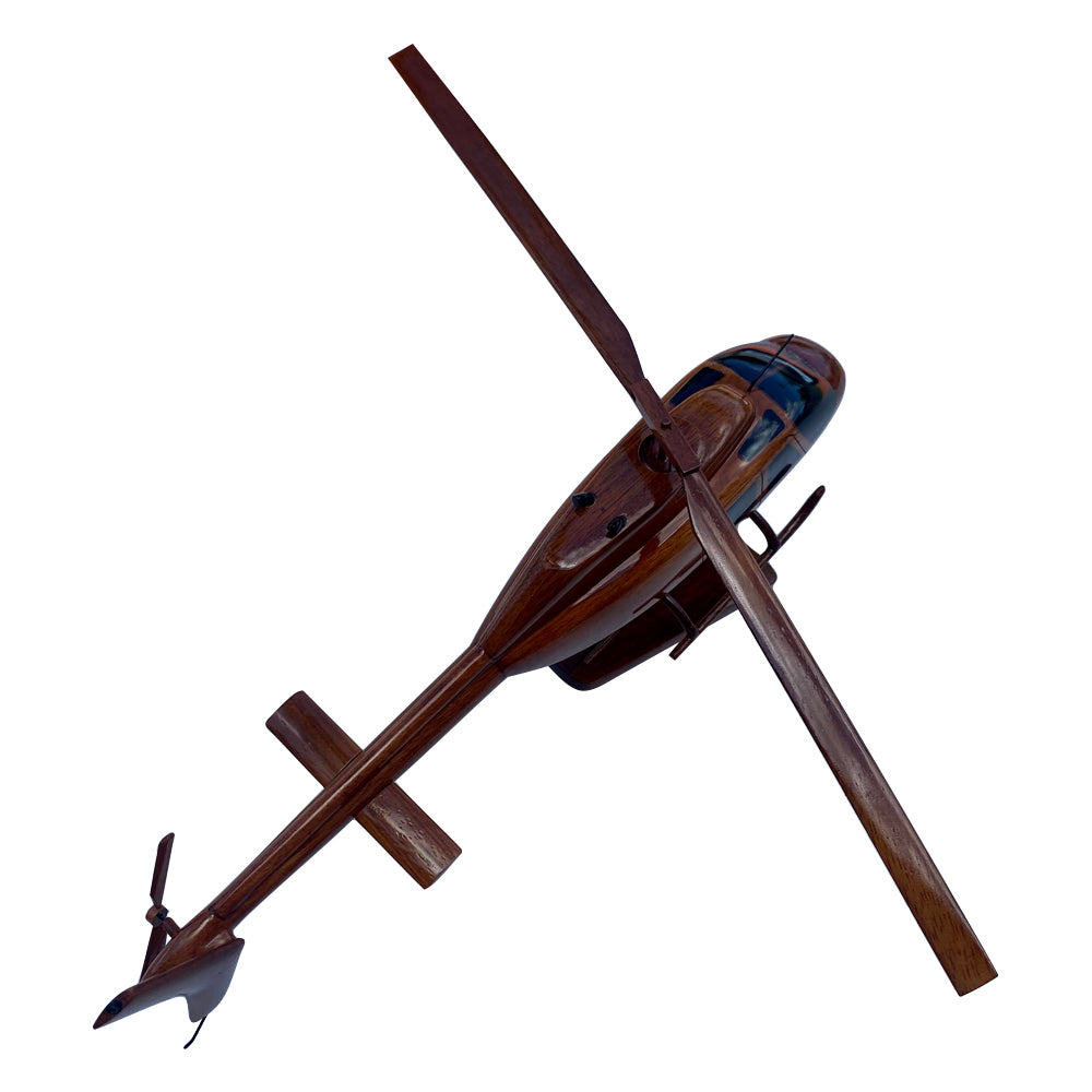 Bell 206 Mahogany Wood Desktop Helicopter Model