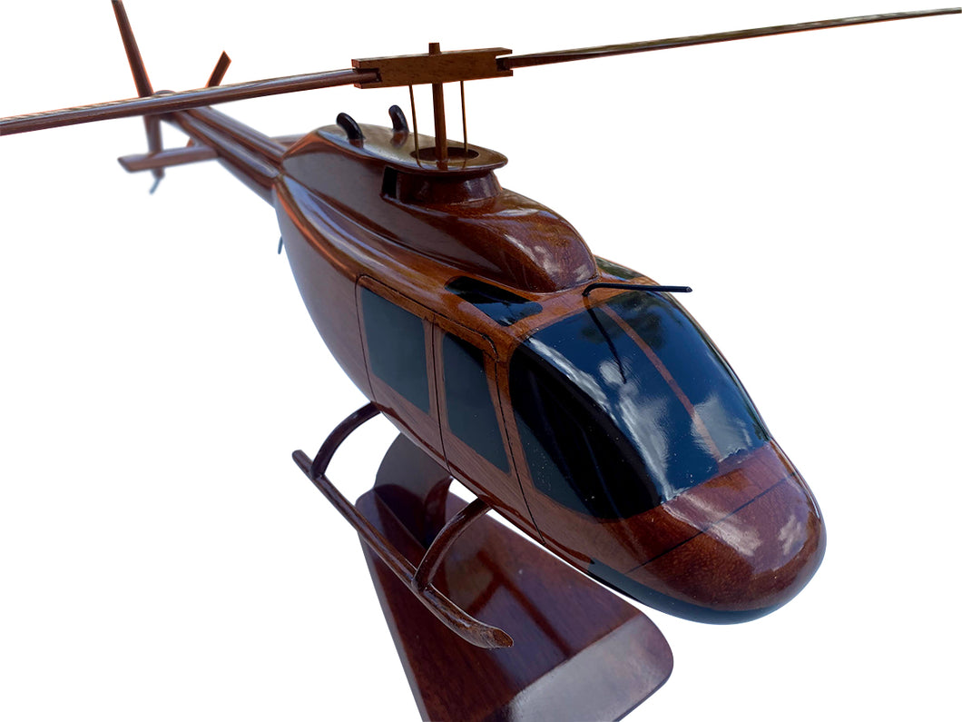 Bell 206 JetRanger Mahogany Wood Desktop Helicopter Model