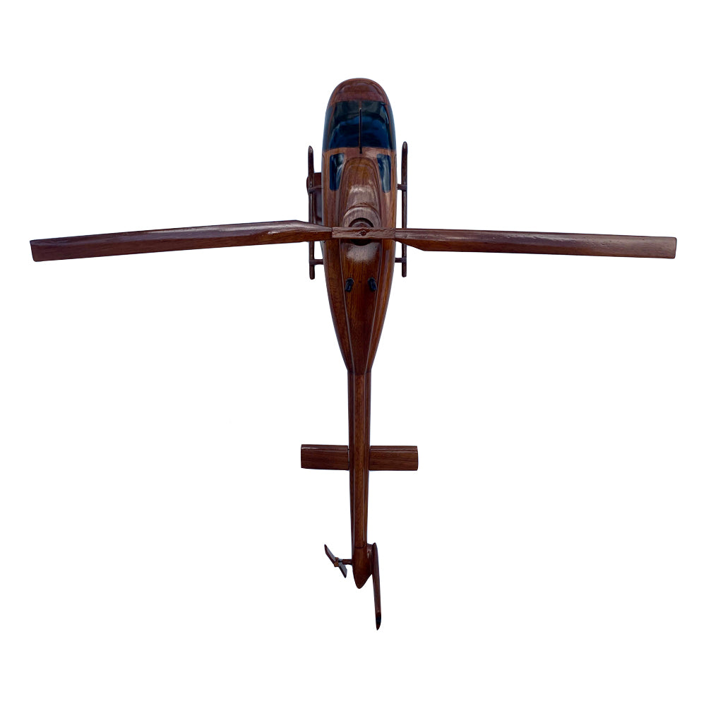 Bell 206 Mahogany Wood Desktop Helicopter Model