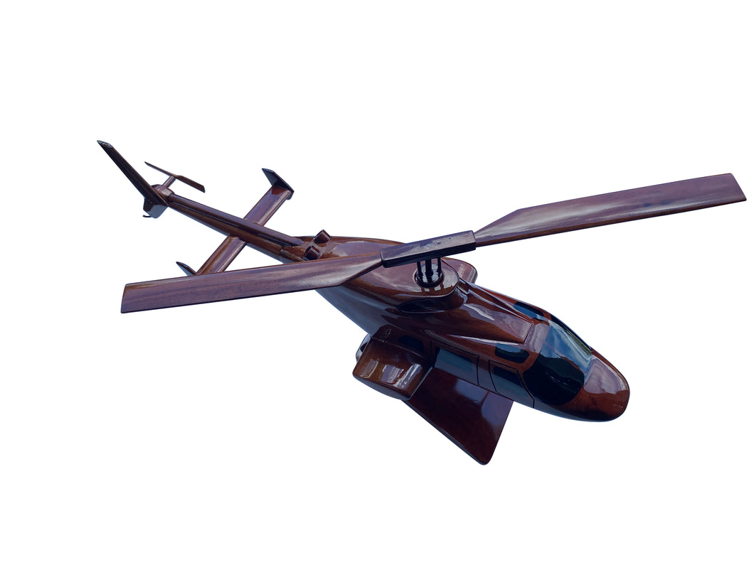 Bell 222 Airwolf Mahogany Wood Desktop Helicopter Model