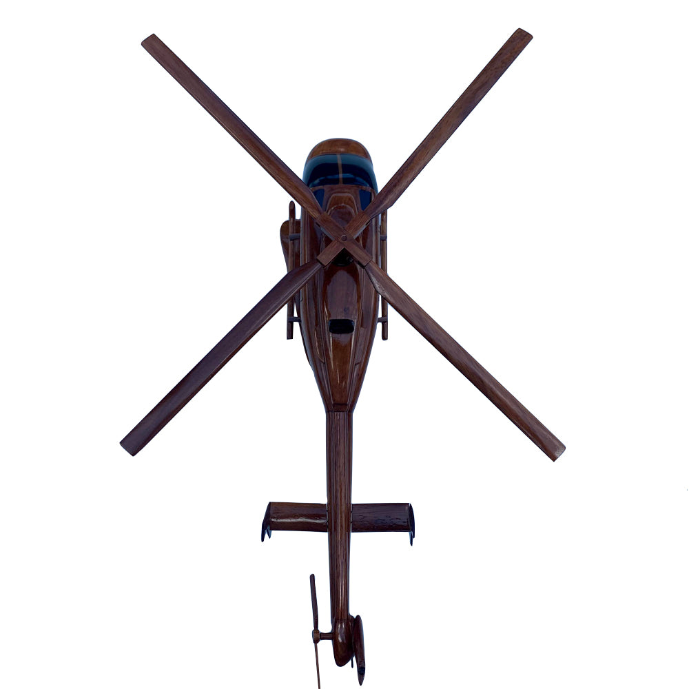 Bell 407 Mahogany Wood Desktop Helicopter Model