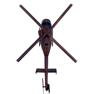 Bell 407 Mahogany Wood Desktop Helicopter Model
