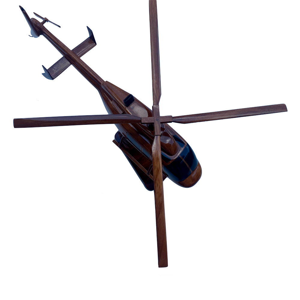 Bell 407 Mahogany Wood Desktop Helicopter Model