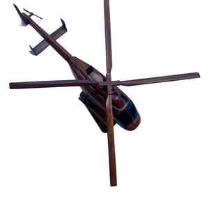 Bell 407 Mahogany Wood Desktop Helicopter Model