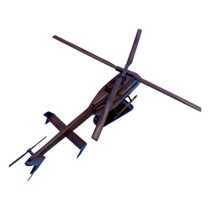 Bell 407 Mahogany Wood Desktop Helicopter Model