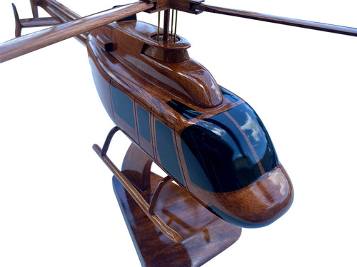 Bell 407 Mahogany Wood Desktop Helicopter Model