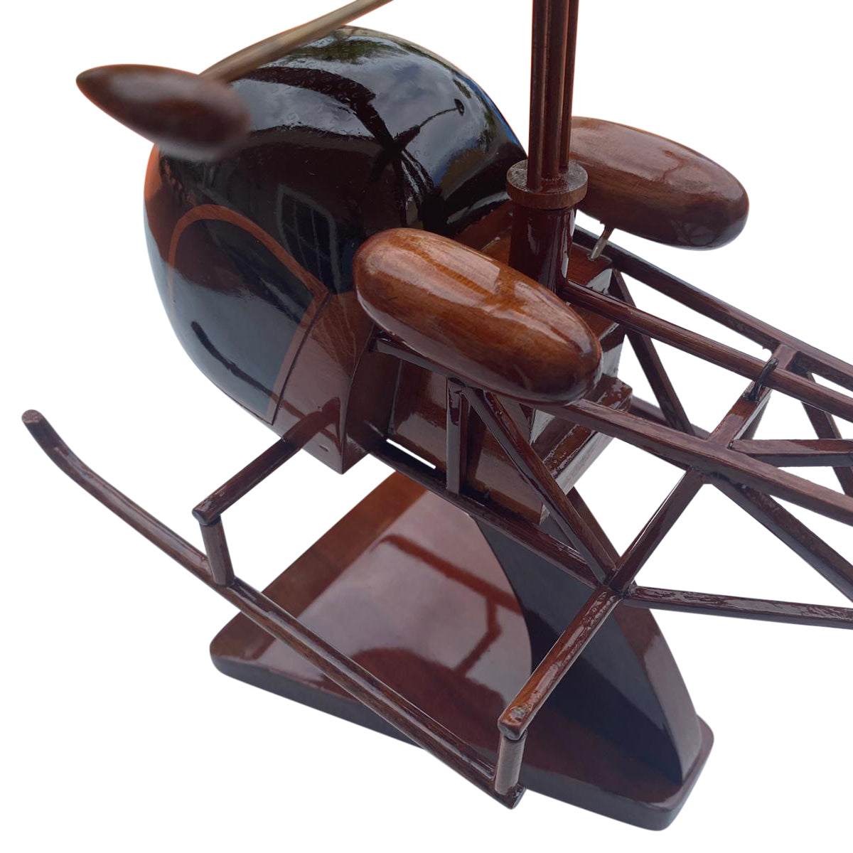 H13 Mahogany Wood Desktop Helicopter Model