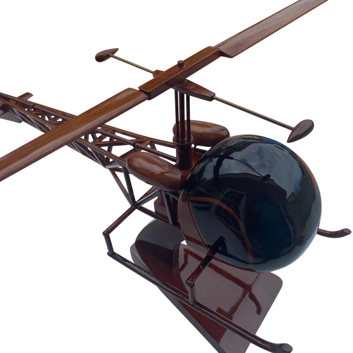 H13 Mahogany Wood Desktop Helicopter Model